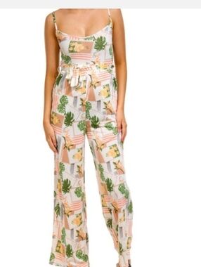 NWT Derek Heart Botanical Palms Jumpsuit